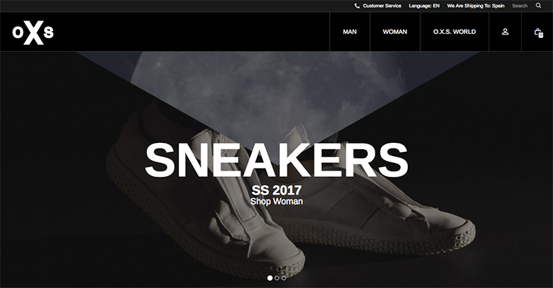 ejemplo de color negro en la web oxs sneakers