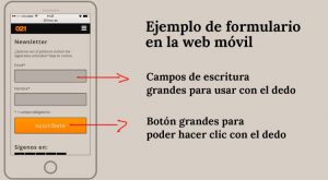 Usabilidad en la web móvil ejemplo formulario