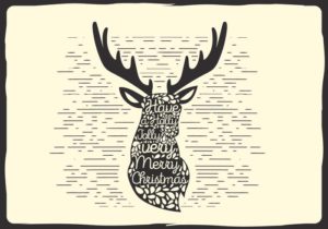 free christmas vector reindeer typography
